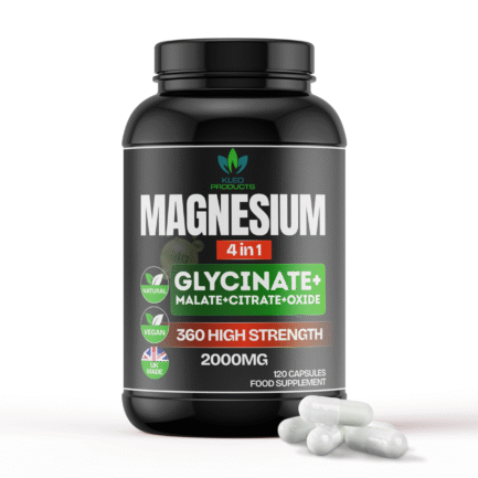 Magnesium Glycinate 2000mg , 4-in-1 Complex , High Strength Magnesium with 400mg Elemental, Contains Bisglycinate, Citrate, Malate, Oxide  Plus Vitamin B6, 120 Vegan Capsules , Magnesium Supplement.